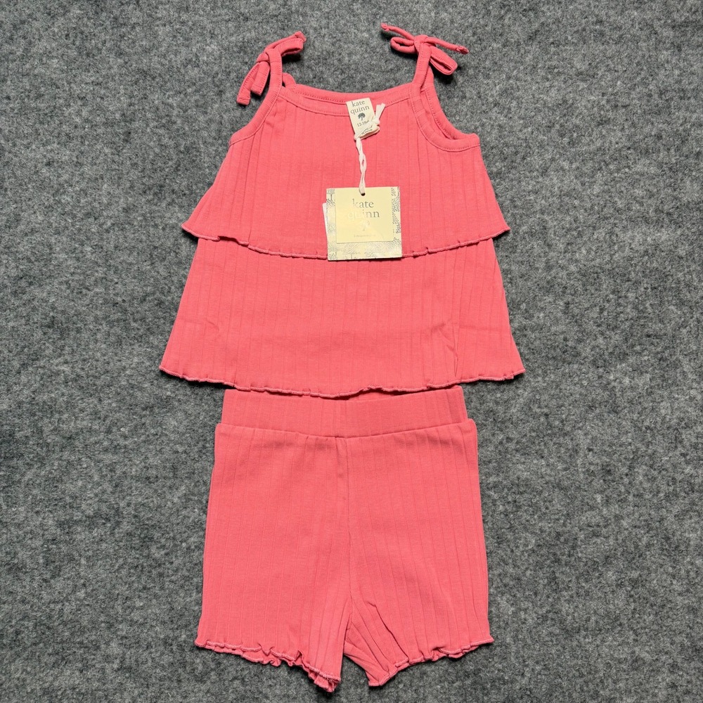 NWT Kate Quinn Short Set 12-18m Wood Rose Ruffle Tie Top Lettuce Shorts